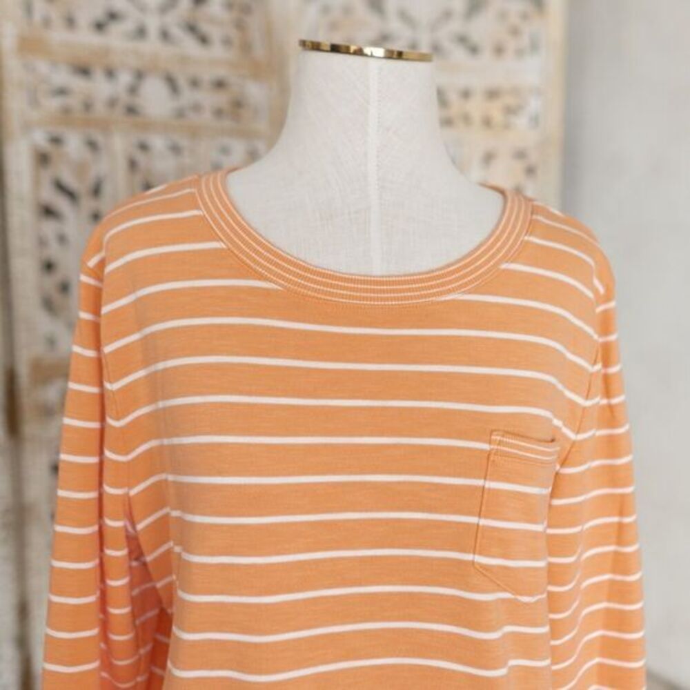 Women’s Talbots Orange and White Long Sleeve‎ Top size L - Picture 4 of 12